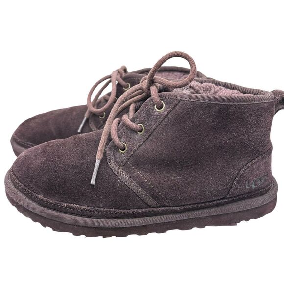 UGG Mens 6 Brown Neumel Fur Lined Suede Lace Up Casual Boot Shoes - Picture 2 of 9